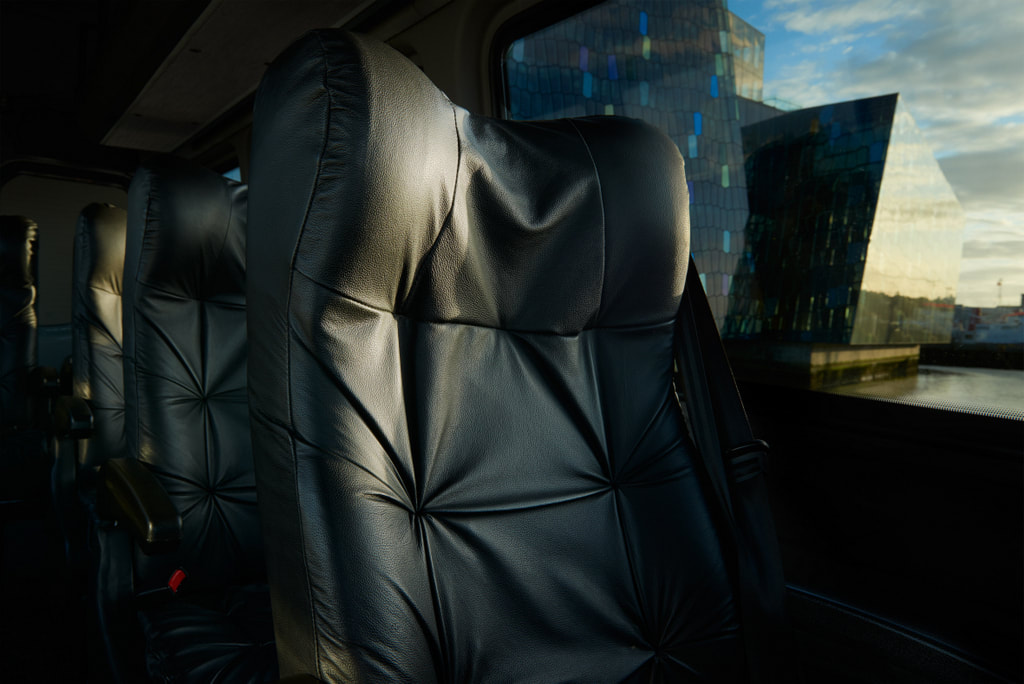 Luxury leather seats bus van in Iceland