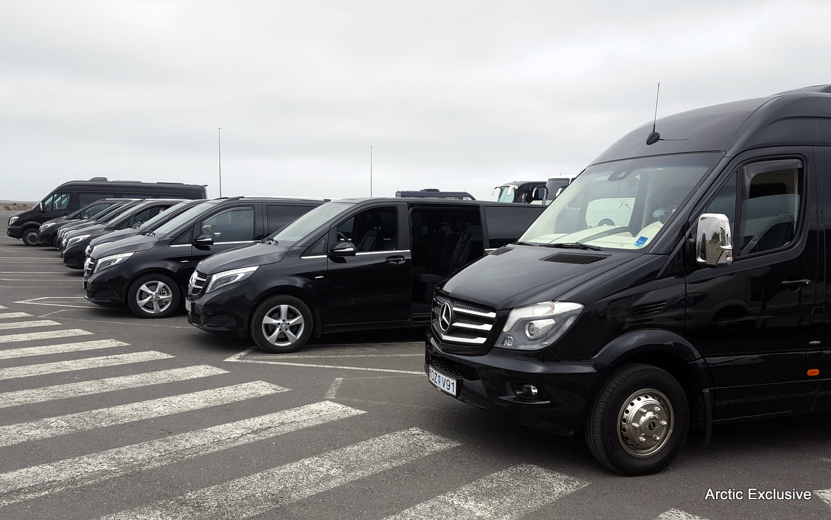 Luxury car convoy in Iceland