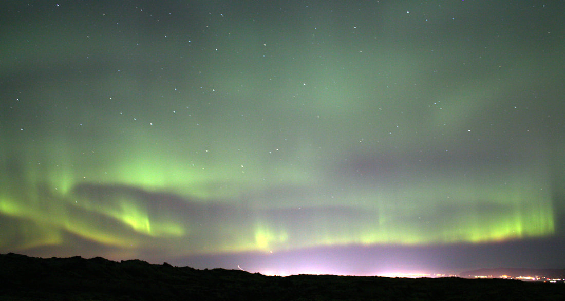 Northern lights over Reykjavik Iceland